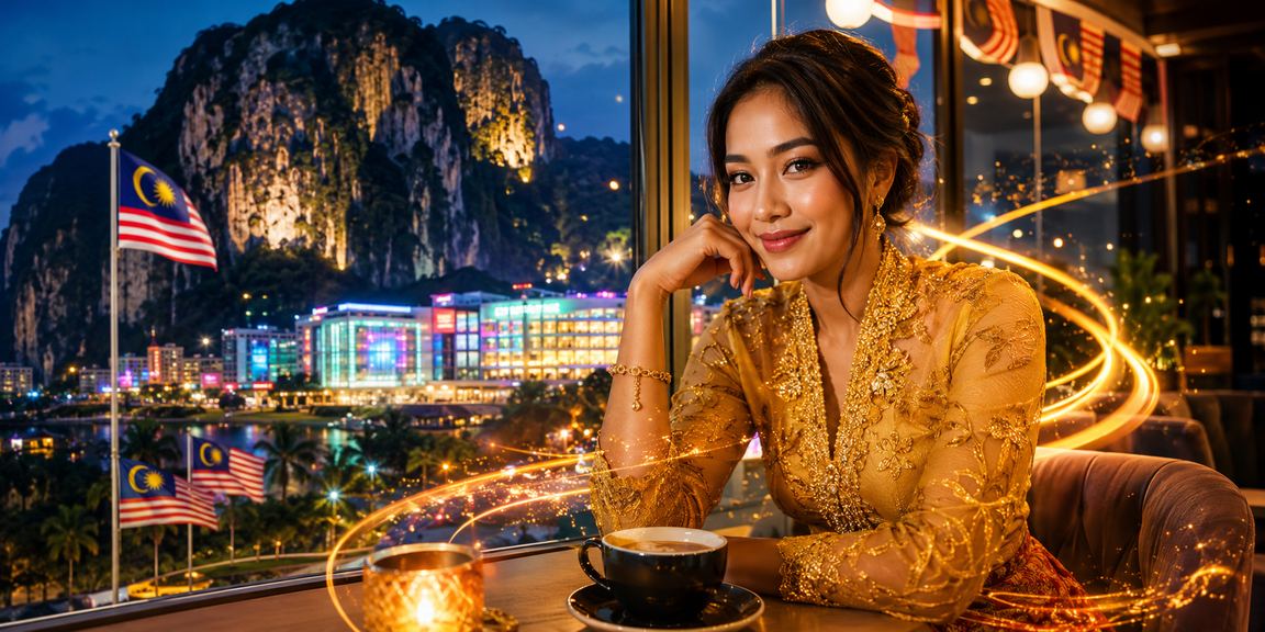 Wanita berbaju kebaya dari Ipoh membuat deposit untuk bermain baccarat dalam talian