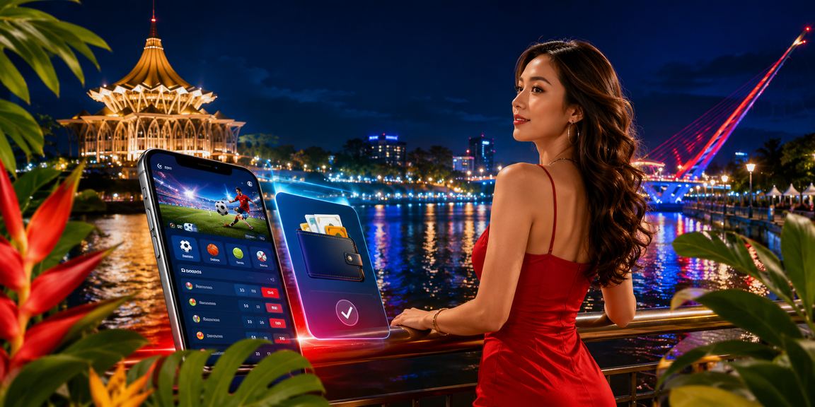 Pemain sukan dari Kuching menyemak odds perlawanan secara dalam talian